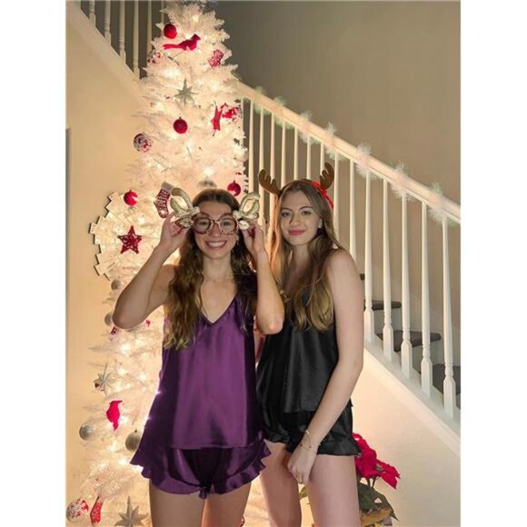 Satin Pajama Set for Women Deep Purple - Picture 6 of 6